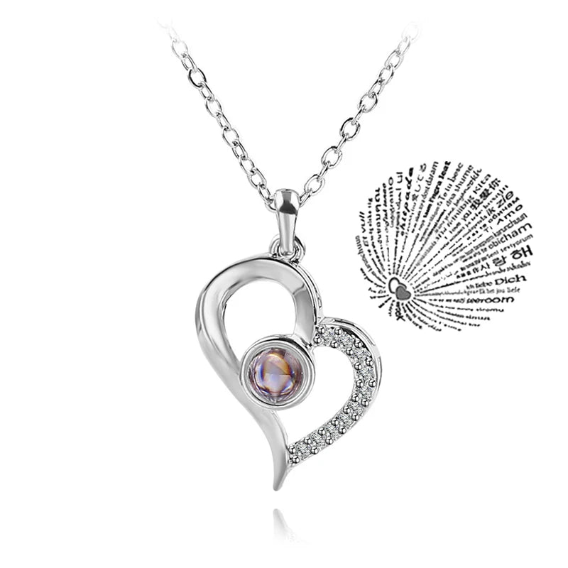 Projection Necklace 100 Languages I Love You Pendant Necklaces for Lover Girlfriend 2026 Creative Couple Romantic Jewelry Gifts