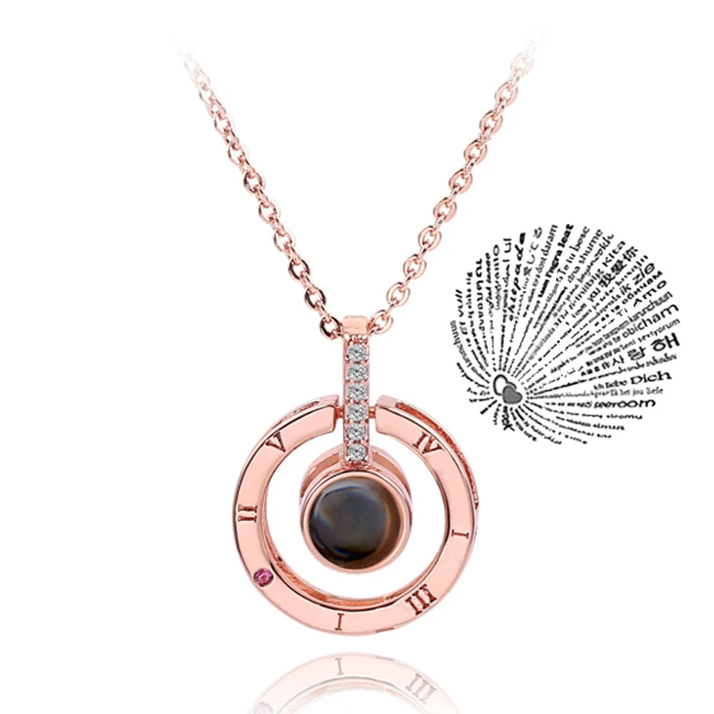 Projection Necklace 100 Languages I Love You Pendant Necklaces for Lover Girlfriend 2026 Creative Couple Romantic Jewelry Gifts