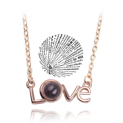 Projection Necklace 100 Languages I Love You Pendant Necklaces for Lover Girlfriend 2026 Creative Couple Romantic Jewelry Gifts