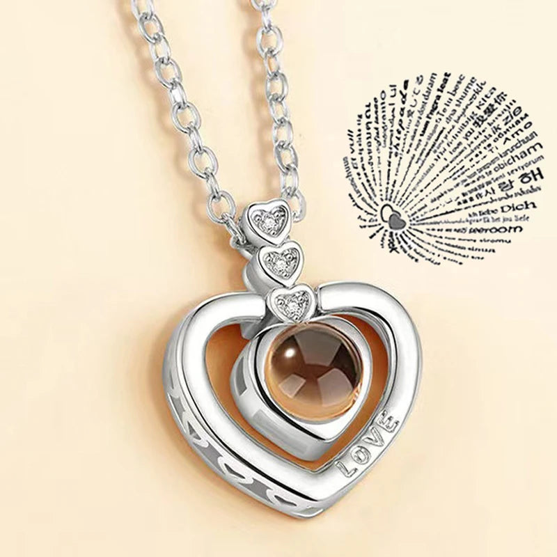 Projection Necklace 100 Languages I Love You Pendant Necklaces for Lover Girlfriend 2026 Creative Couple Romantic Jewelry Gifts